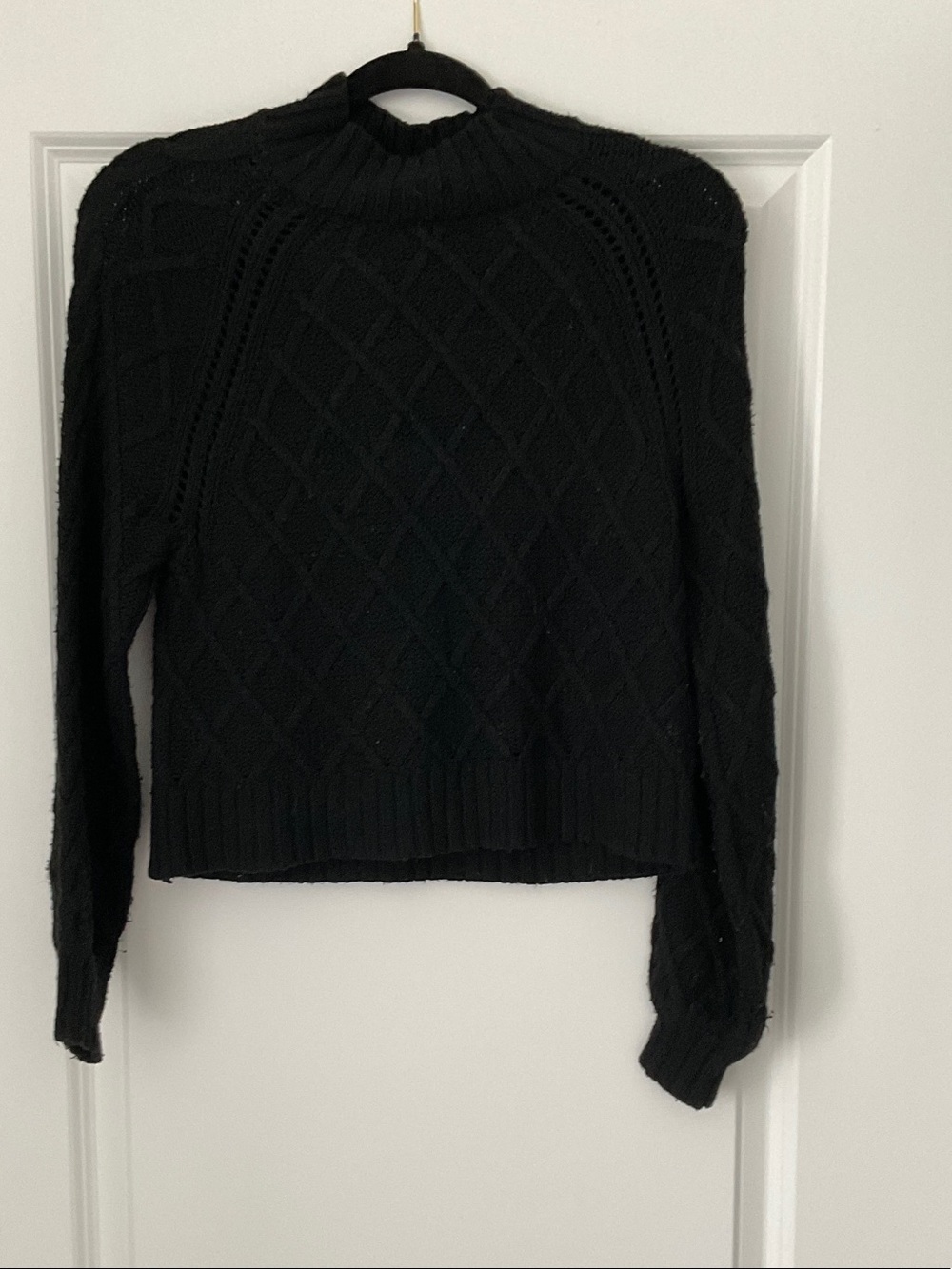 American Eagle Outfitters Black Cable Turtleneck Sweater
